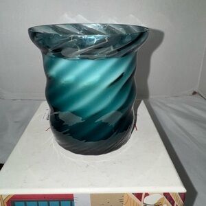 Artistic Swirled Glass Vase - Blue and Black